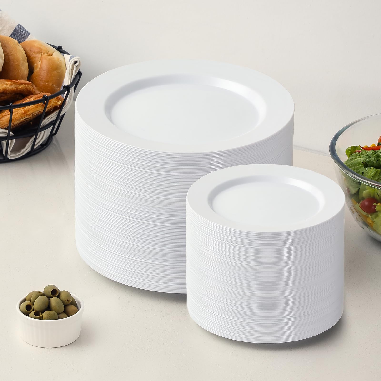 Foto 7 pulgar | Platos De Plástico Aozita 200 Unidades  100 Platos Para Cenar Y 100 Platos Para Ensalada - Venta Internacional.