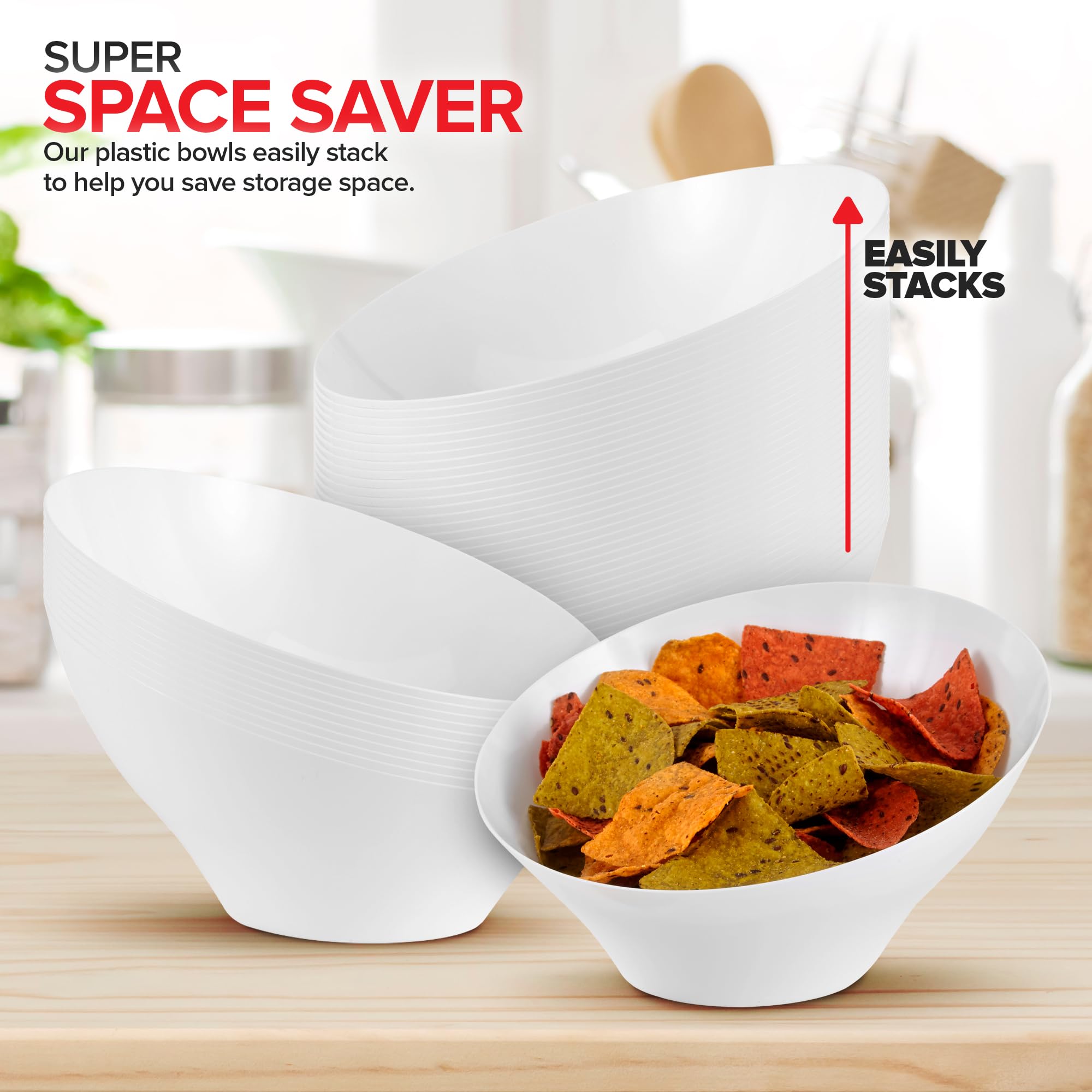 Foto 7 | Cuencos Para Servir Stock Your Home De Plástico Blanco De 1600 Ml (paquete De 4) - Venta Internacional.