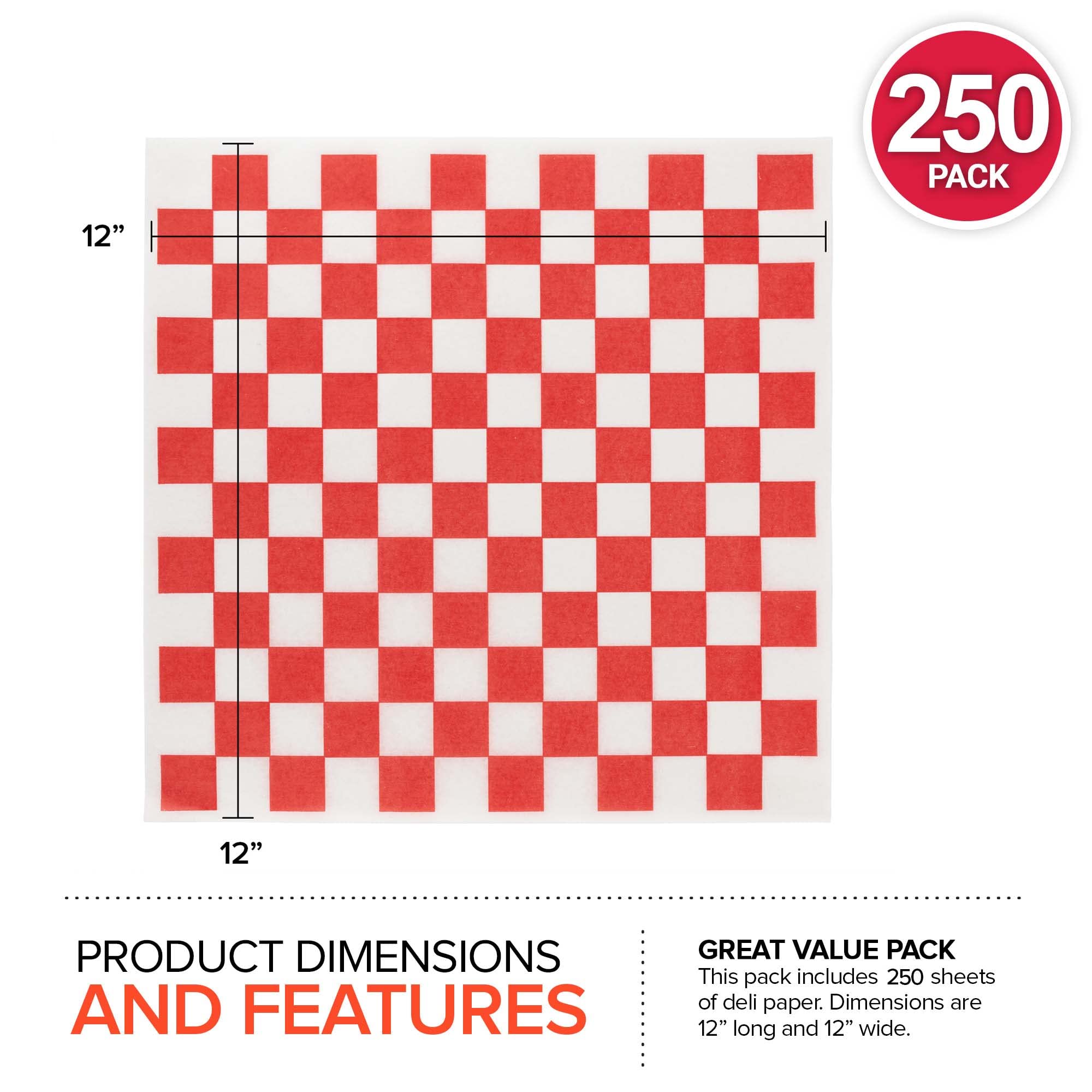 Foto 2 | Paquete De 250 Unidades De Deli Squares Stock Your Home  30 X 30 Cm  Color Rojo Y Blanco - Venta Internacional.