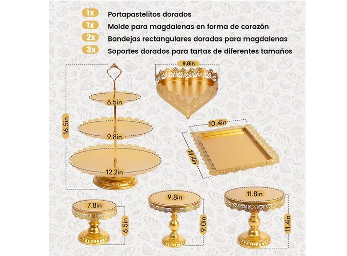 Foto 5 pulgar | Juego De Soportes De Metal Para Pasteles Y Postres, 7 Pzs.