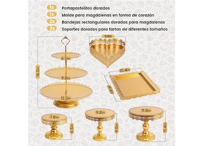 Foto 4 | Juego De Soportes De Metal Para Pasteles Y Postres, 7 Pzs.