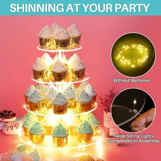 Foto 4 | Xtellar Exhibidor De Postres Y Cupcakes Acrílico Premium, 4 Niveles Con Iluminación Led