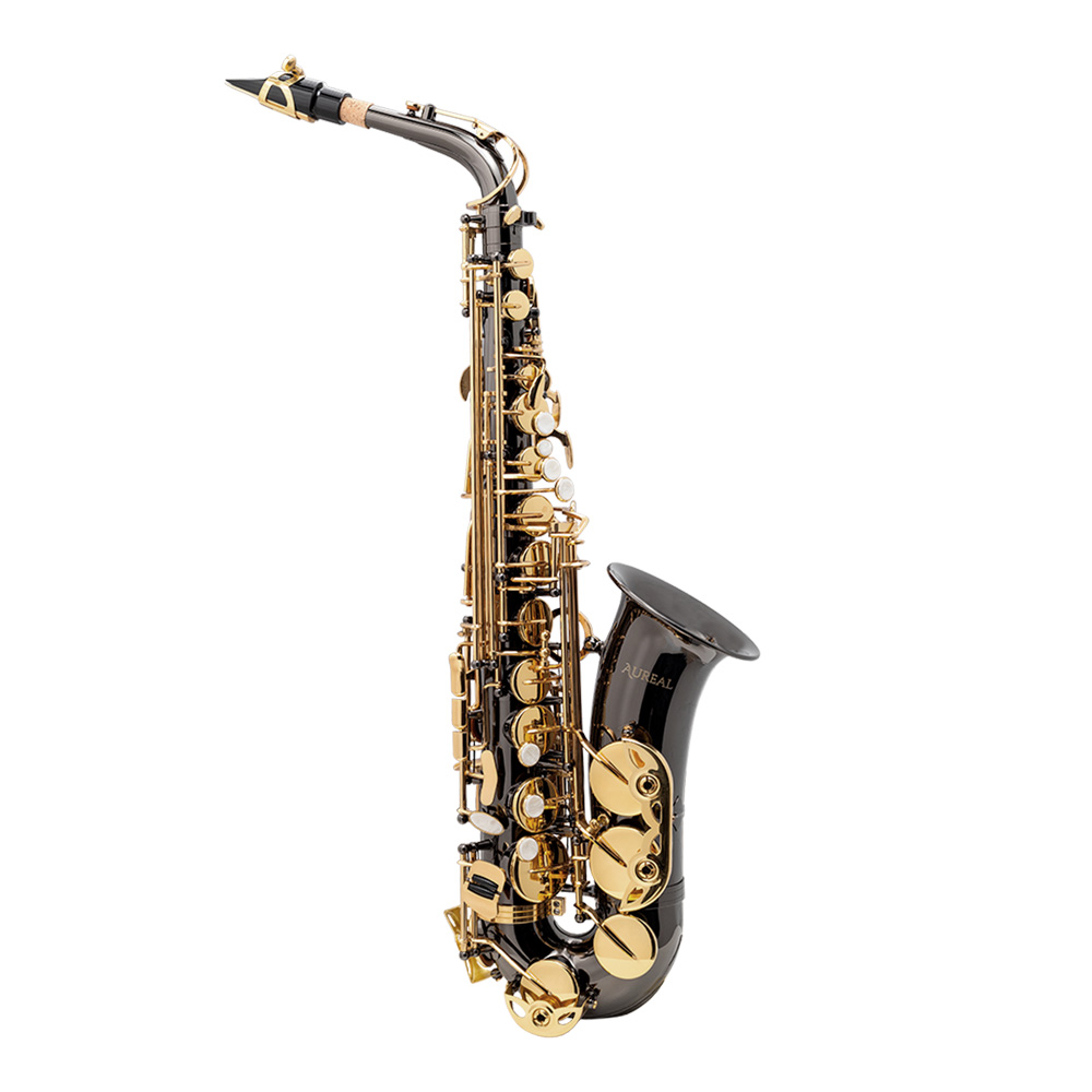 Saxofón Alto Aureal Eb A-808 HG Negro con Dorado Alta Calidad