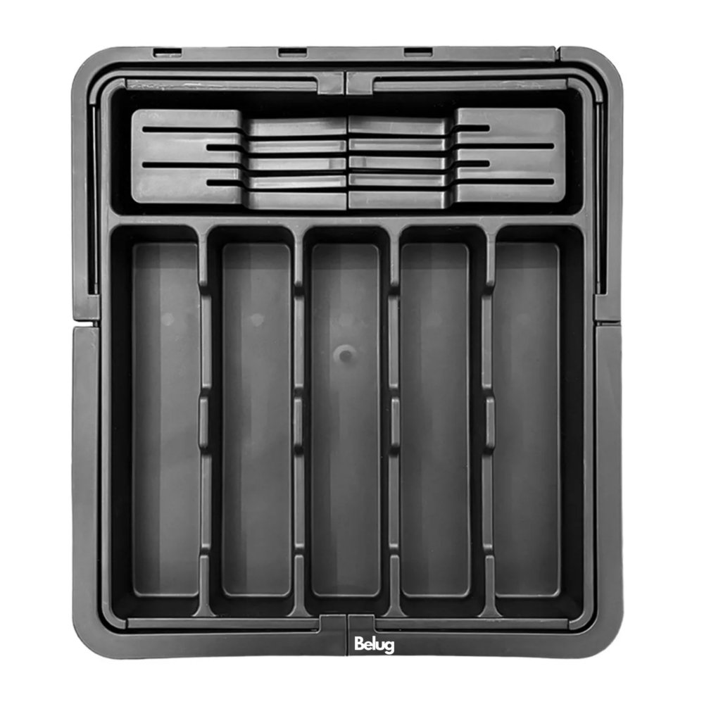 Foto 2 pulgar | Bandeja Extensible Para Cajones De Cocina 9 Compartimentos Belug  Negro Gris