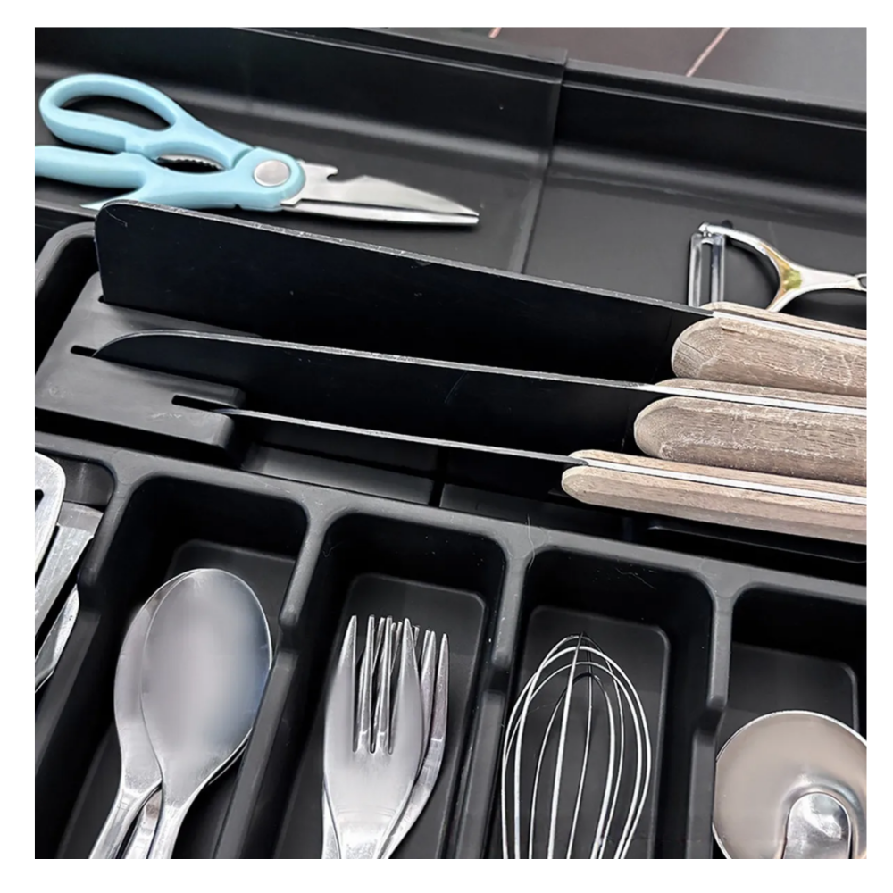 Foto 6 pulgar | Bandeja Extensible Para Cajones De Cocina 9 Compartimentos Belug  Negro Gris