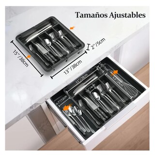 Foto 5 | Organizador Bandeja Extensible Cajón Cocina 8 Compartimentos Lab.g Negro Plata