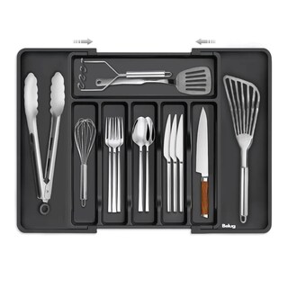 Foto 2 | Organizador Bandeja Extensible Cajón Cocina 8 Compartimentos Belug Negro Plata