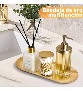 Foto 4 | 4pcs Bandeja Belug Metálica Decorativa Ovalada De Acero Inoxidable Dorado