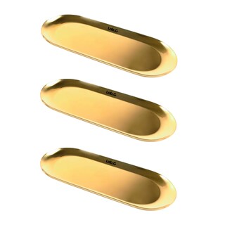 Foto 1 | 4pcs Bandeja Lab.g Metálica Decorativa Ovalada De Acero Inoxidable Dorado