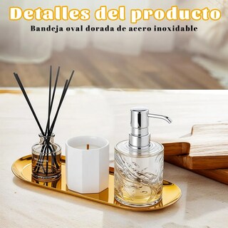 Foto 3 | 4pcs Bandeja Lab.g Metálica Decorativa Ovalada De Acero Inoxidable Dorado