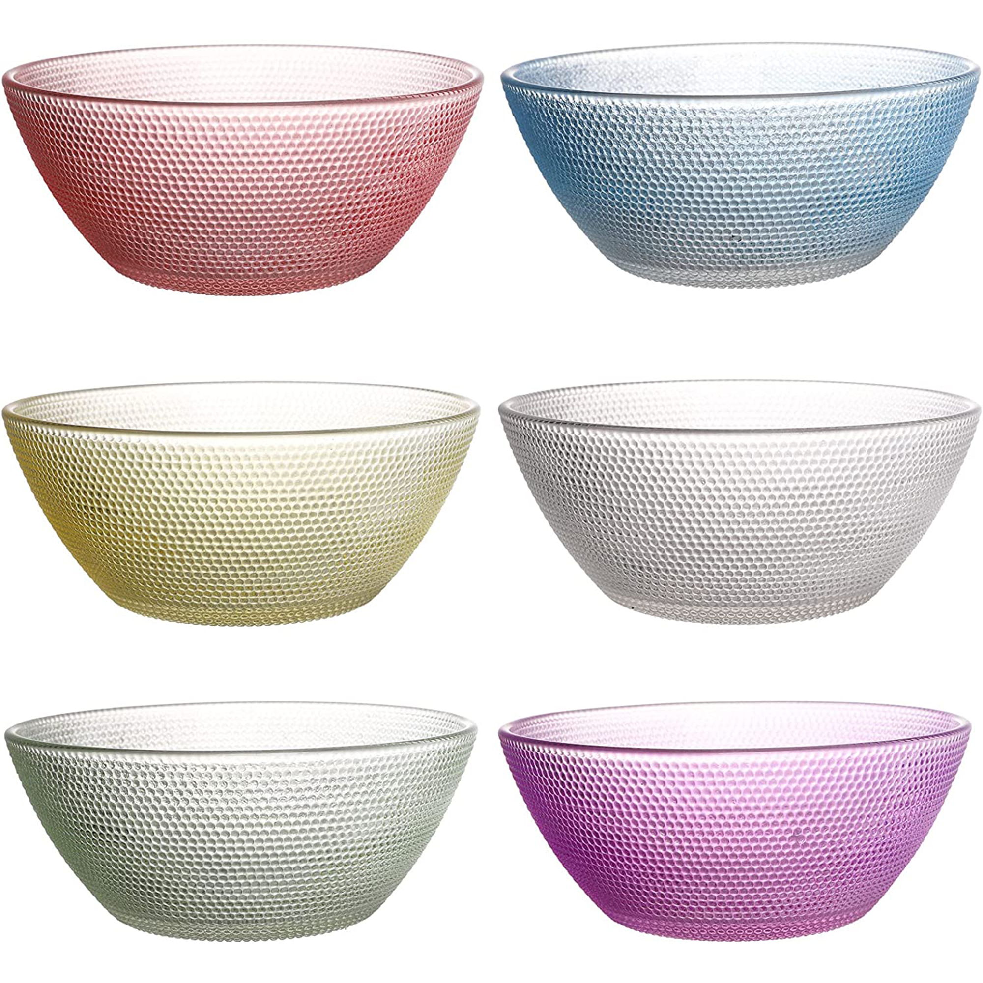 Juego De 6 Bowls De Cristal Multicolor De 250 Ml