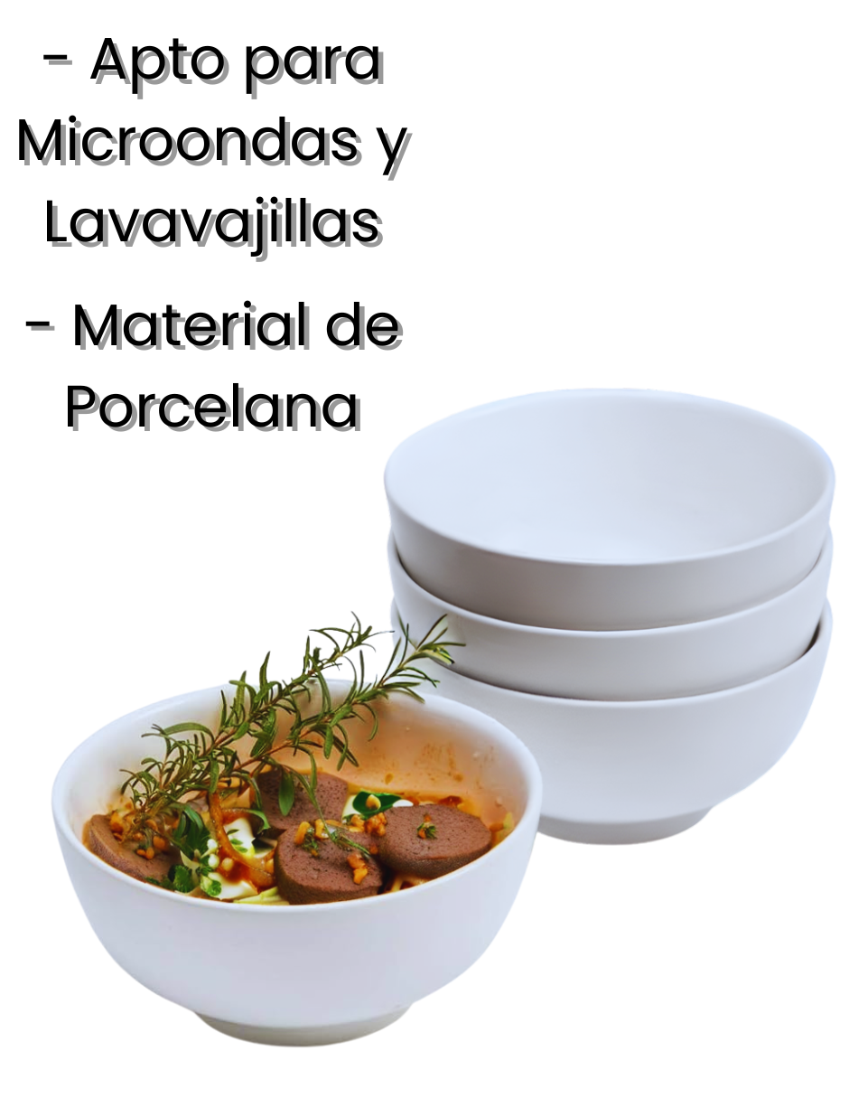 Foto 5 pulgar | Tazones Bowl Elegante Cereal Italo Porcelana  Blanco 500ml Home4pk