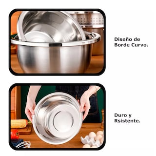 Foto 3 | Juego De 6 Tazones Bowl De Acero Inoxidable Para Mezclar Plata