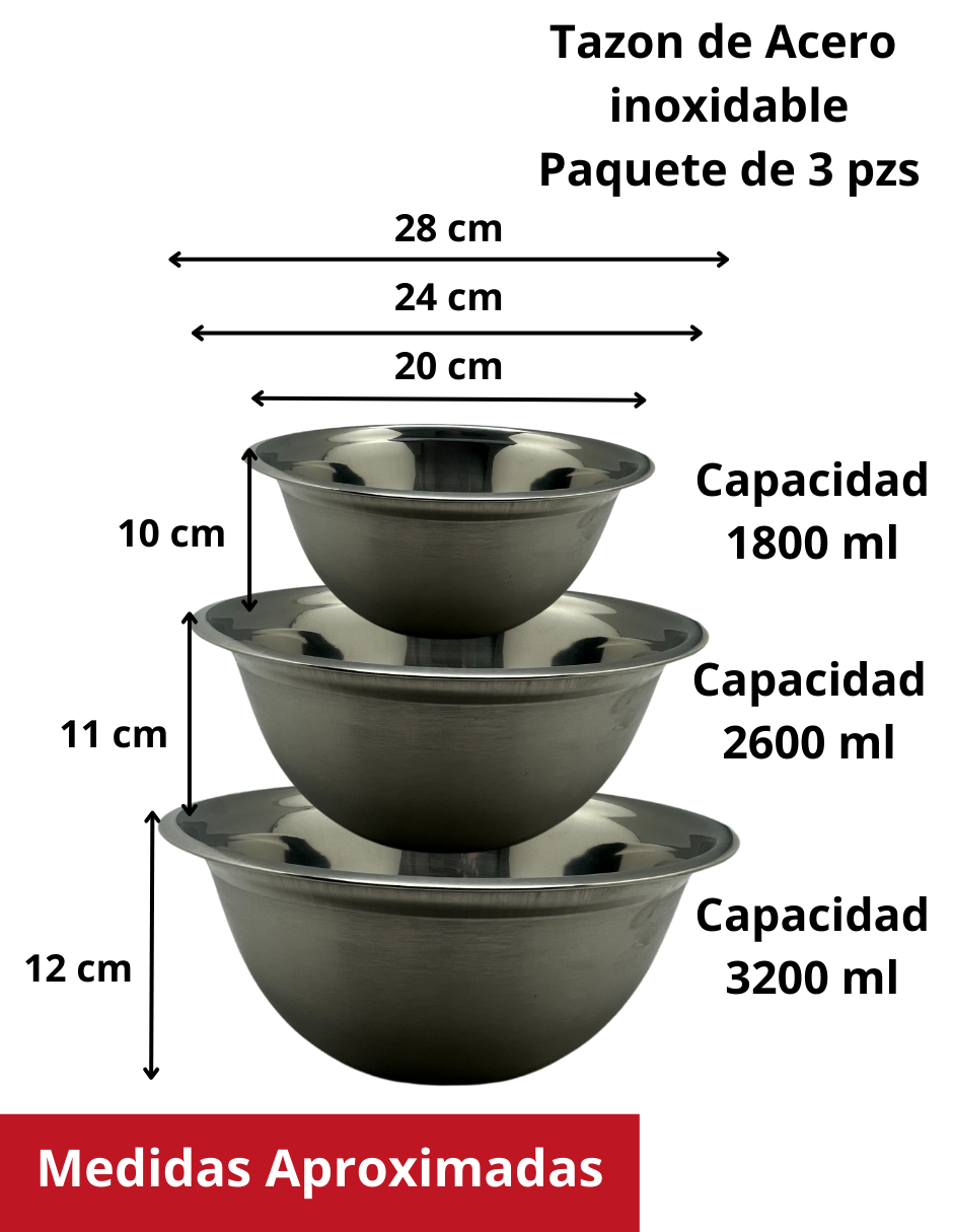Foto 2 | Juego De 3 Tazones Para Mezclar Acero Inoxidable Royal Haus