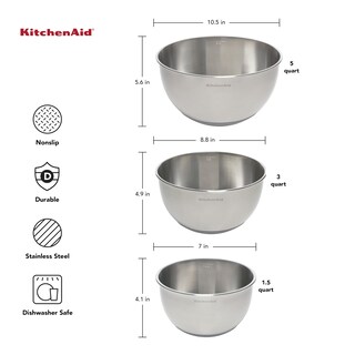 Foto 2 | Cuencos Para Mezclar Kitchenaid De Acero Inoxidable, Juego De 3 - Venta Internacional.