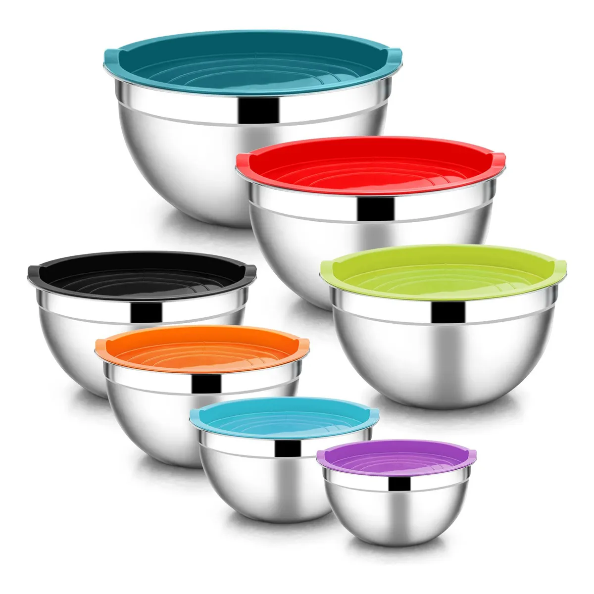 Foto 3 pulgar | Kit Tazones 7pcs Ensalada Acero Inoxidable Con Tapas Eo Safe Imports Esi-20732 Multicolor