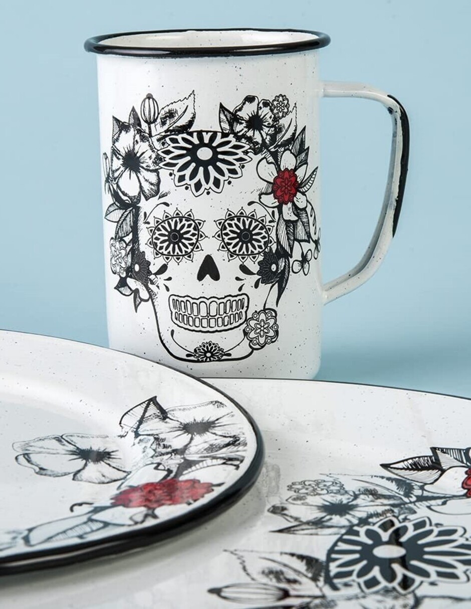 Foto 6 | Vajilla Tradicional De Peltre Cinsa Edición Calaveras Blanca 12 Piezas