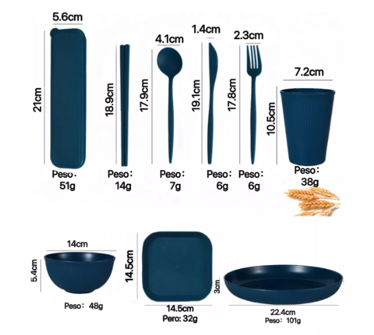 Foto 3 | Vajilla Wünd Juego Cocina Paja Trigo Ecológico Bajillas De 36pzs