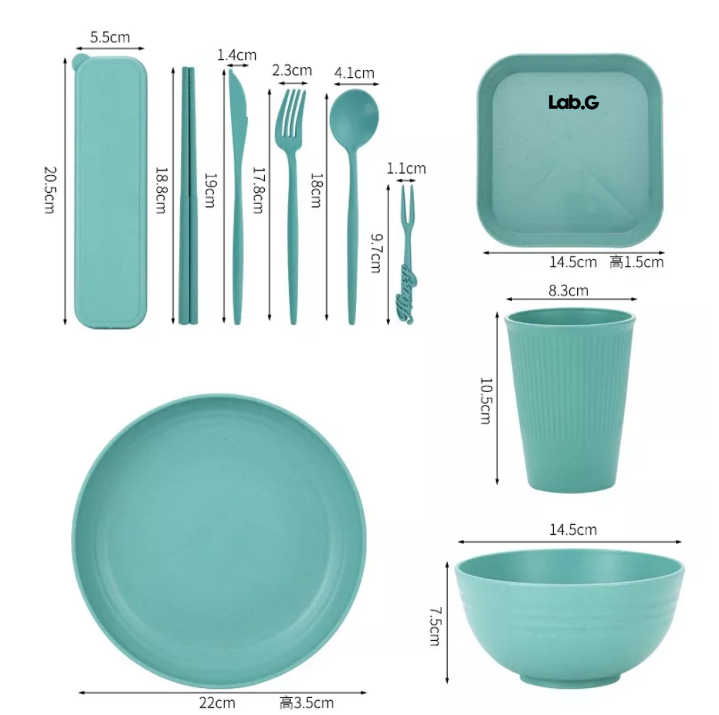 Foto 2 | Juego de Vajilla Lab.G de Paja de Trigo Verde 52 Piezas