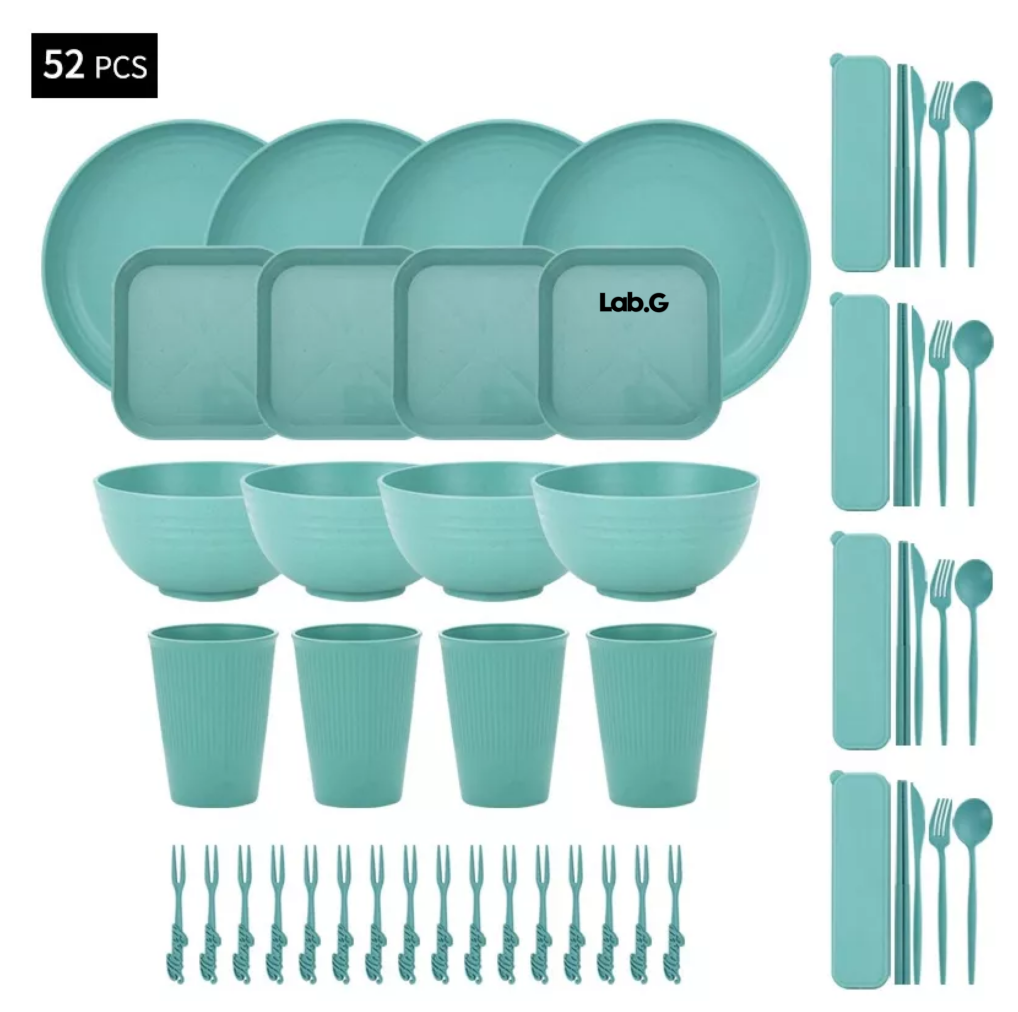 Foto 4 pulgar | Juego de Vajilla Lab.G de Paja de Trigo Verde 52 Piezas