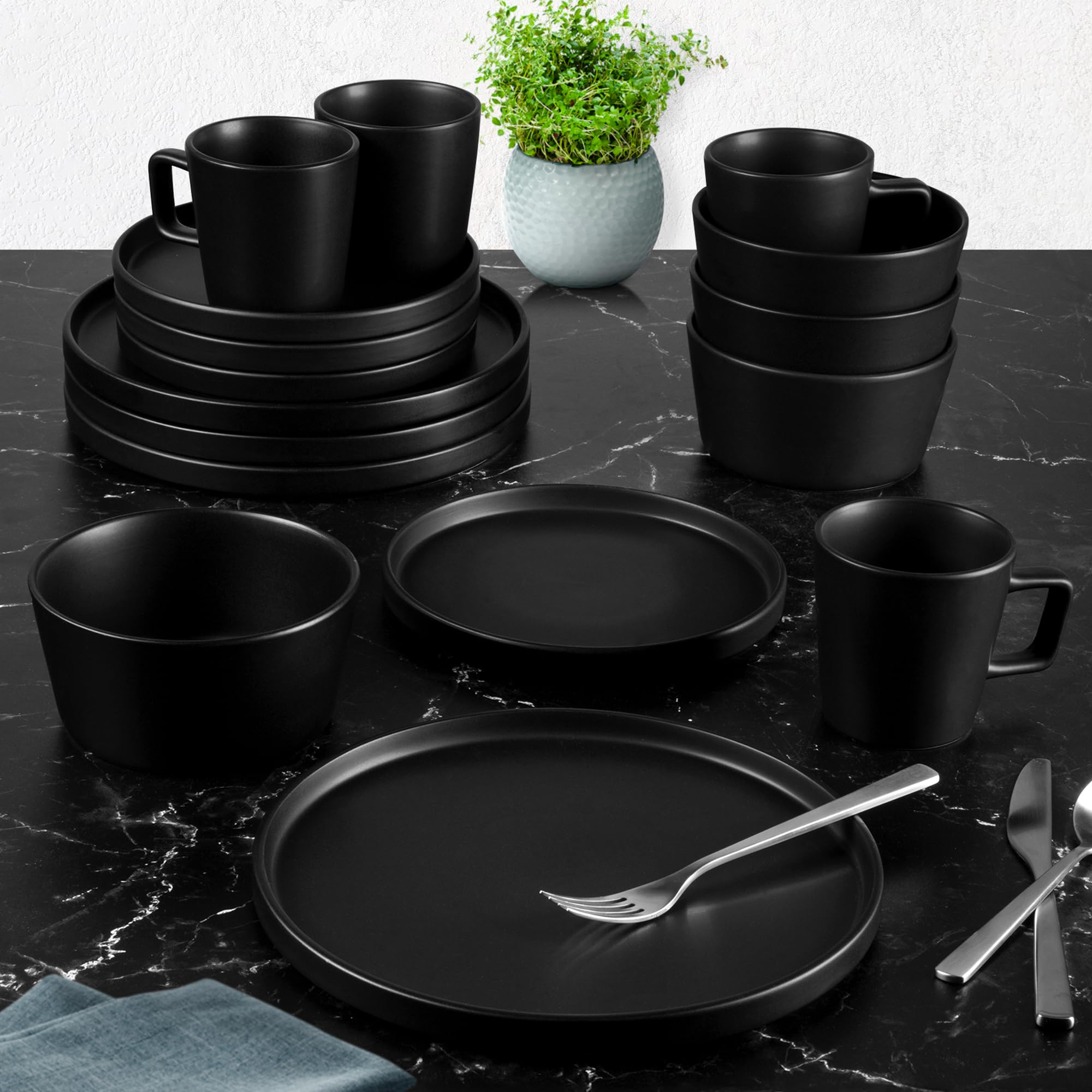 Foto 6 pulgar | Juego De Vajilla Zulay Kitchen Terra, 16 Piezas Para 4 Personas, Color Negro - Venta Internacional.