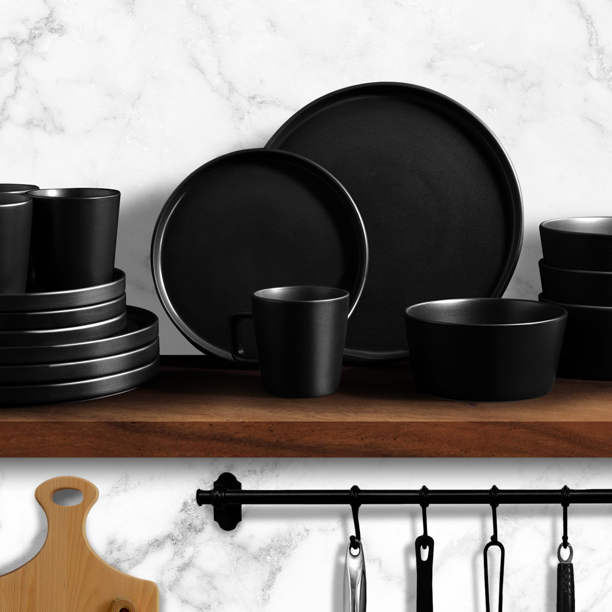 Foto 6 | Juego De Vajilla Zulay Kitchen Terra, 16 Piezas Para 4 Personas, Color Negro - Venta Internacional.