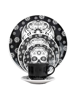 Foto 1 | Vajilla Decorada De Cerámica Calavera Vencort 20 Piezas 4 Personas