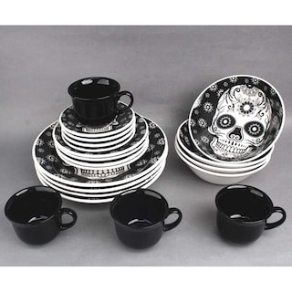Foto 2 | Vajilla Decorada De Cerámica Calavera Vencort 20 Piezas 4 Personas