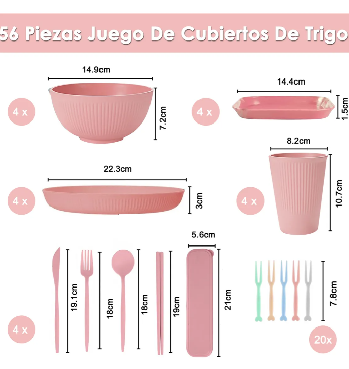 Foto 3 pulgar | Juego De Vajilla Xtellar Paja De Trigo 56 Piezas