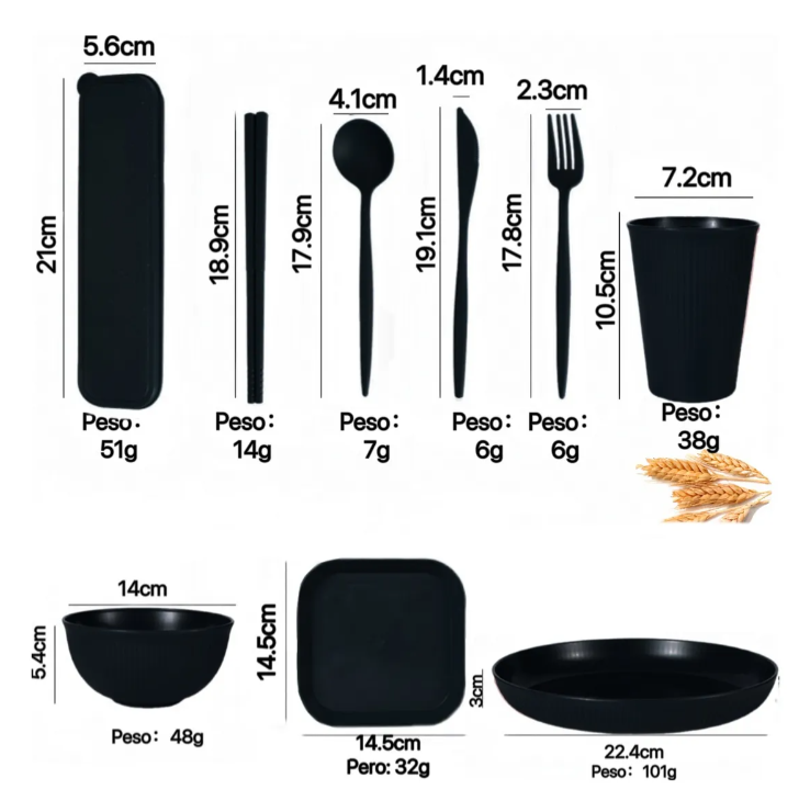 Foto 3 pulgar | Vajilla Xtellar Paja Trigo Negro