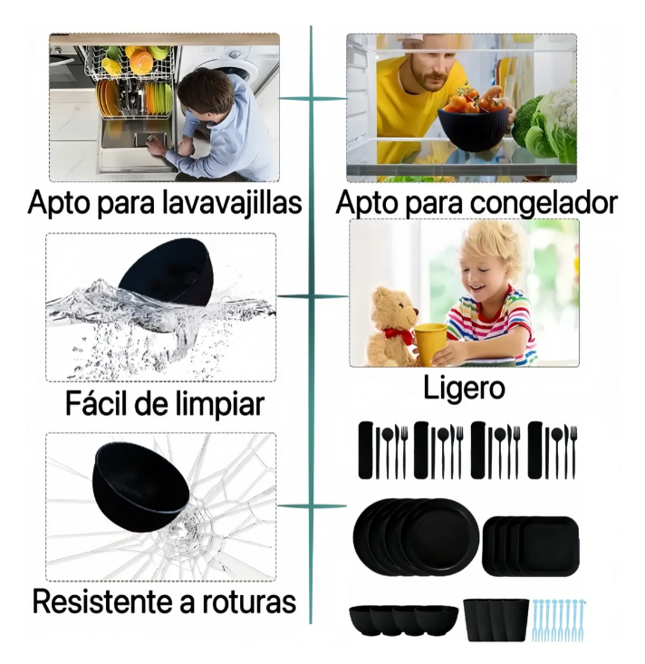Foto 5 pulgar | Vajilla Xtellar Paja Trigo Negro
