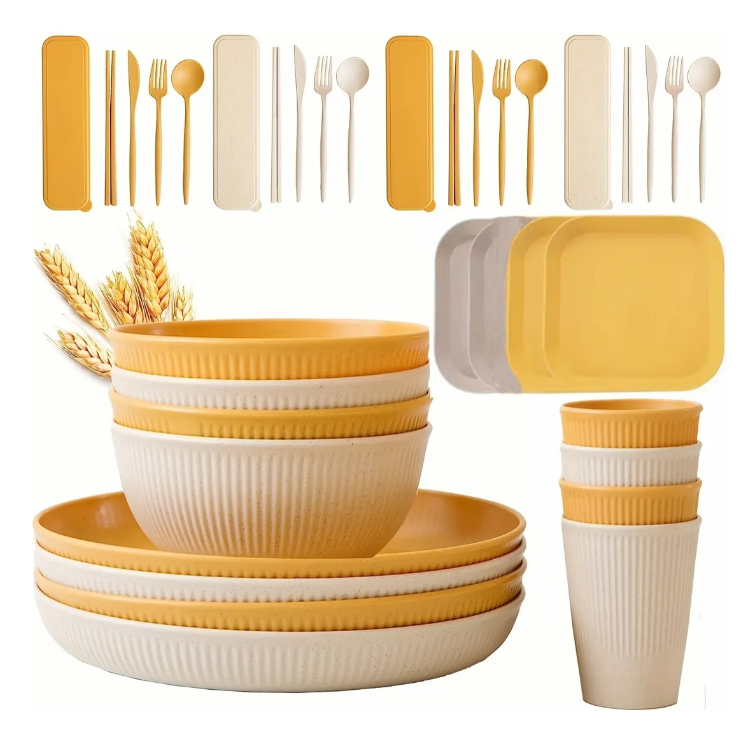 Vajilla  Xtellar Juego Cocina Paja Trigo Beige Amarillo