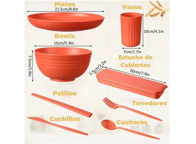 Foto 5 pulgar | Set Xtellar De Vajilla Paja Trigo 32 Pcs - Juego 8 Personas