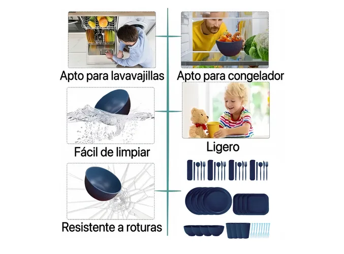 Foto 4 | Vajilla Xtellar De 36pzs Juego Cocina Paja Trigo Ecológico Bajillas