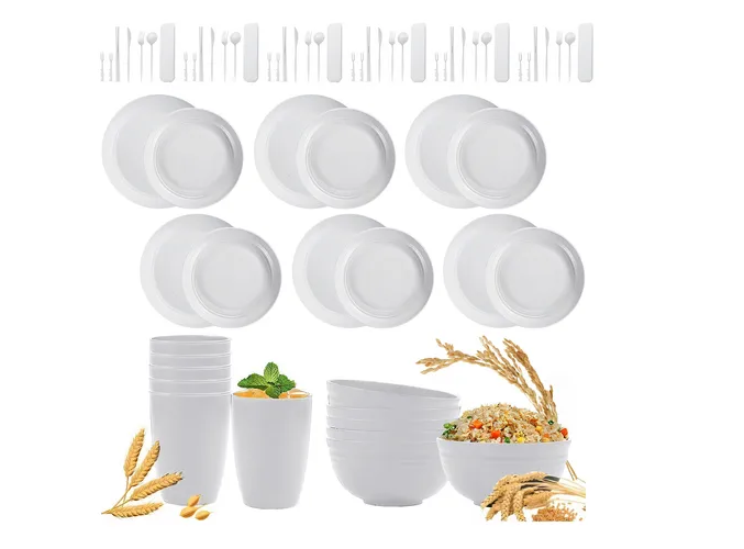 Foto 2 pulgar | 6 Xtellar Personas Vajilla Juego Cocina Trigo Plato Tazas Kit 66pzs