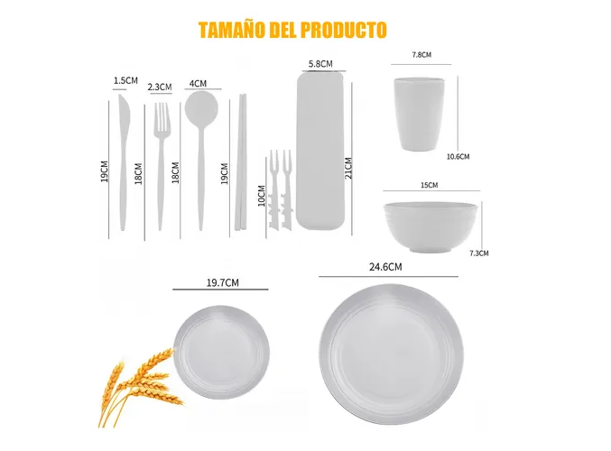 Foto 3 pulgar | 6 Xtellar Personas Vajilla Juego Cocina Trigo Plato Tazas Kit 66pzs