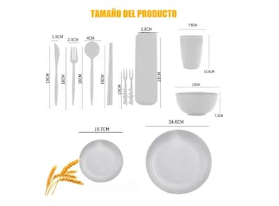 Foto 2 | 6 Xtellar Personas Vajilla Juego Cocina Trigo Plato Tazas Kit 66pzs