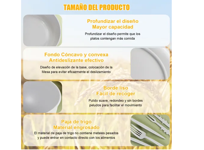 Foto 4 pulgar | 6 Xtellar Personas Vajilla Juego Cocina Trigo Plato Tazas Kit 66pzs