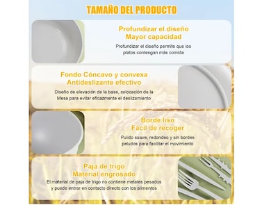 Foto 3 | 6 Xtellar Personas Vajilla Juego Cocina Trigo Plato Tazas Kit 66pzs