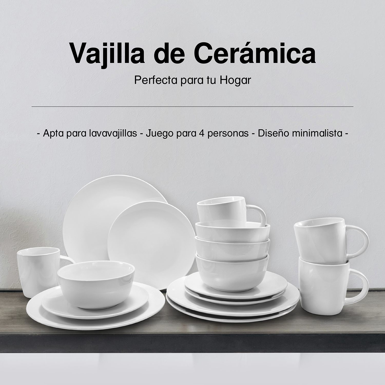 Foto 4 pulgar | Vajilla De Ceramica 16 Piezas Color Blanco