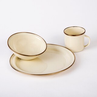 Foto 4 | Vajilla Clásica De Peltre Cinsa 18 Piezas En Color Crema Con Anillo Dorado