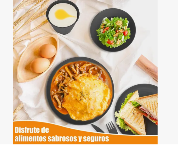 Foto 4 pulgar | Vajilla Juego Cocina Paja Trigo Plato Tazas Kit Colori 48pcs