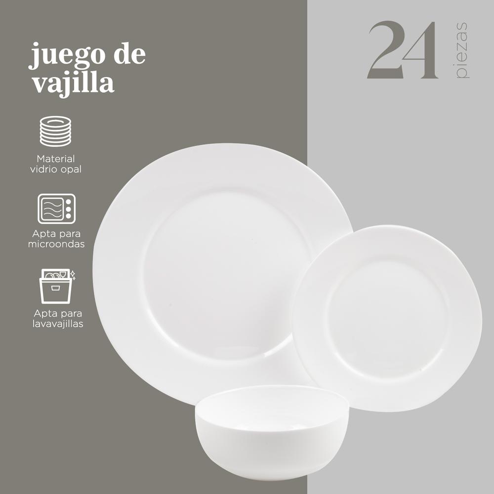 Foto 4 pulgar | Vajilla Opal Colorhome 24 piezas Redonda color Blanco