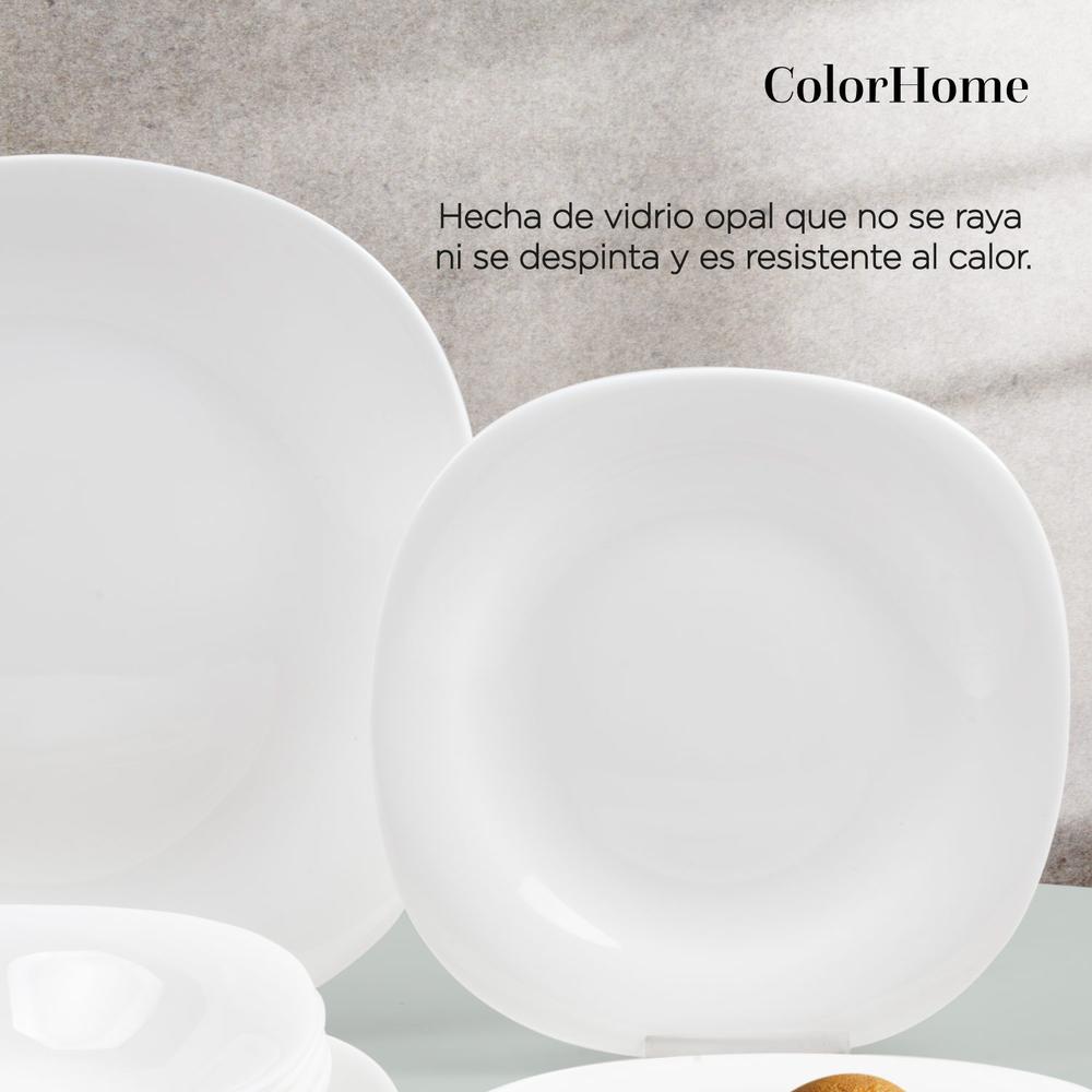 Foto 5 pulgar | Vajilla ColorHome Opal Cuadrada Blanco 24 Piezas