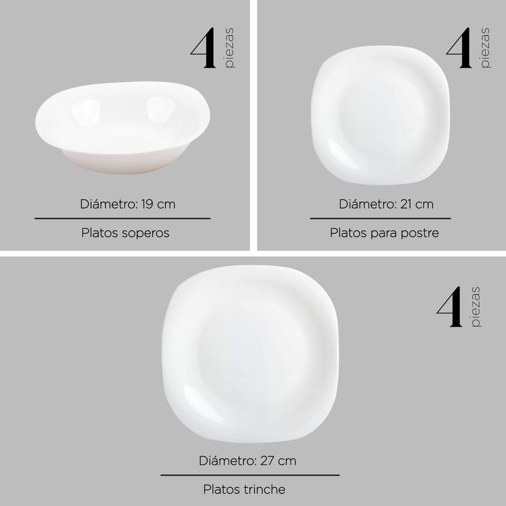 Foto 6 | Vajilla ColorHome Opal Cuadrada Blanco 24 Piezas