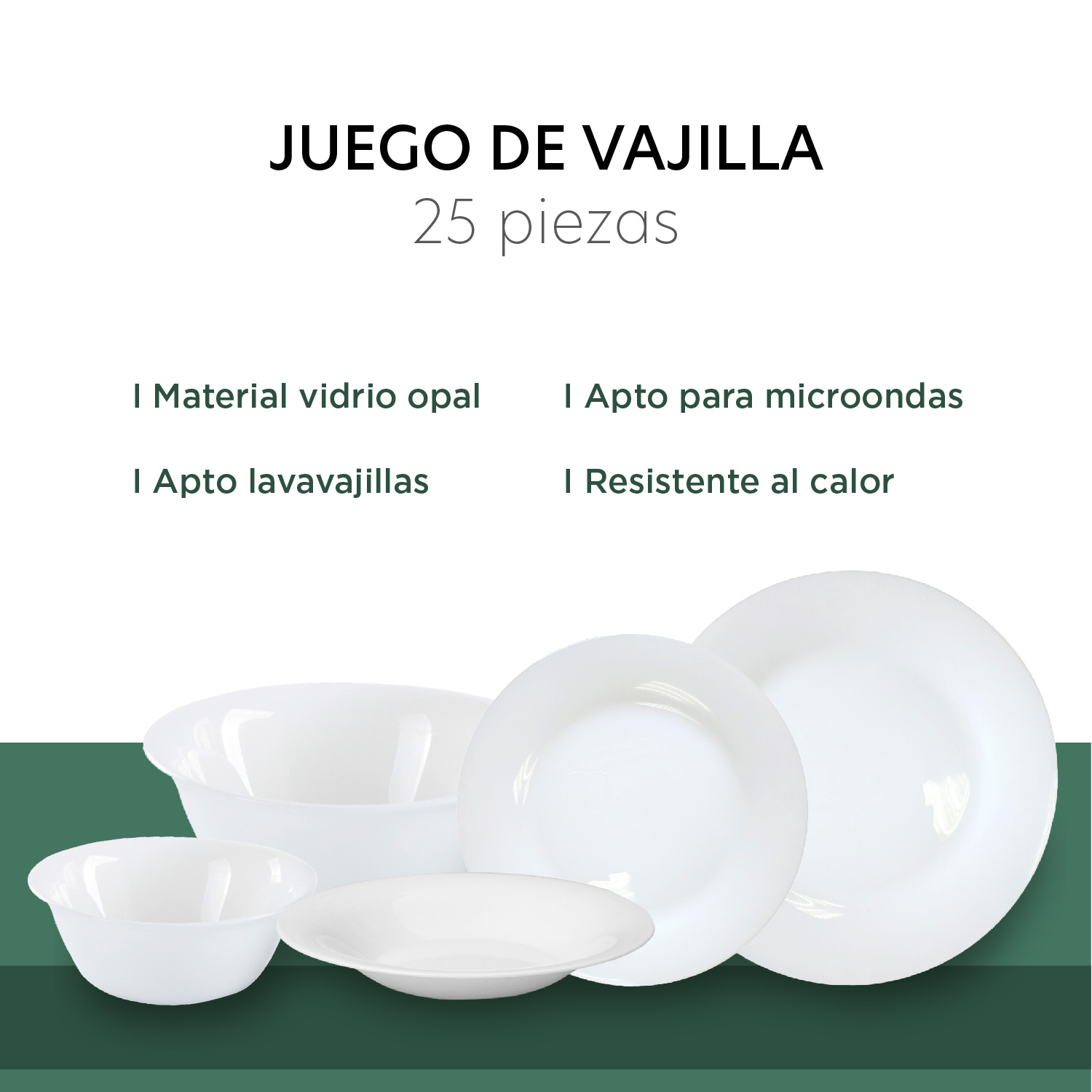 Foto 4 pulgar | Vajilla Opal Redonda ColorHome CHOPAL25R Blanca para 6 Personas 25 Piezas