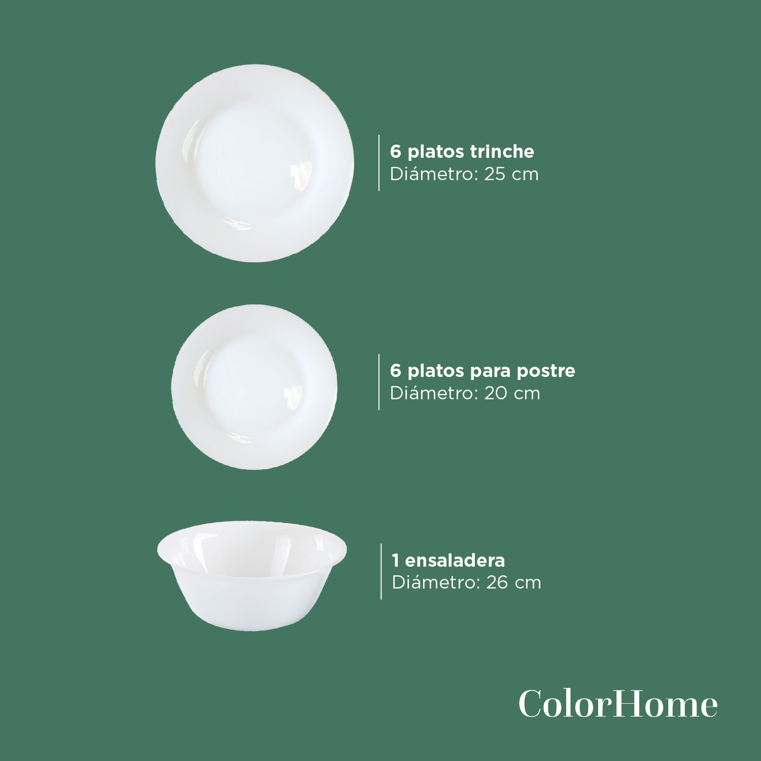 Foto 5 pulgar | Vajilla Opal Redonda ColorHome CHOPAL25R Blanca para 6 Personas 25 Piezas