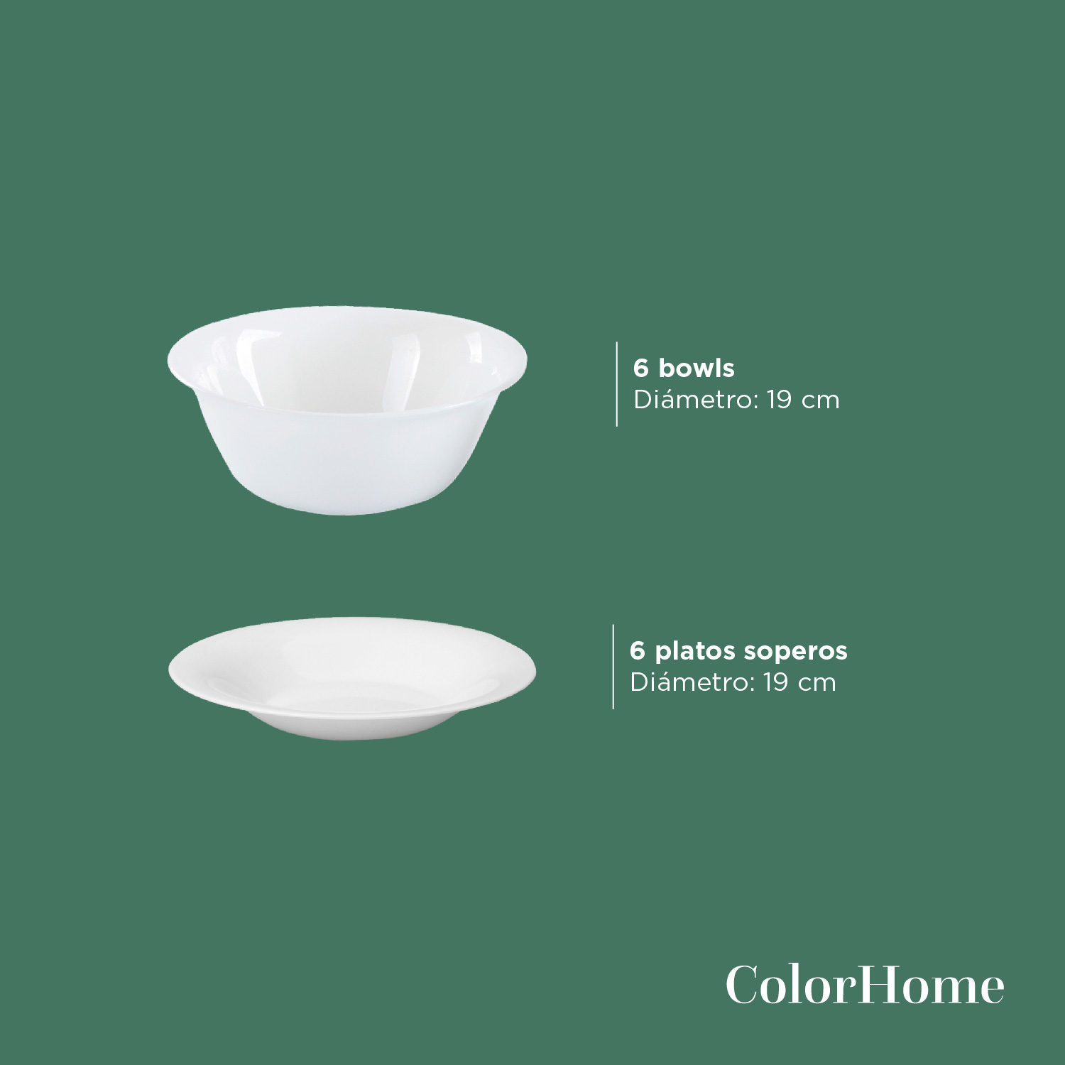 Foto 5 | Vajilla Opal Redonda ColorHome CHOPAL25R Blanca para 6 Personas 25 Piezas