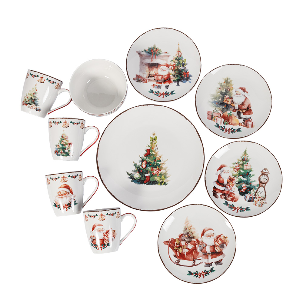 Foto 4 pulgar | Vajilla Navideña De Porcelana  Crown Baccara Santa 16 Piezas Para 4 Personas