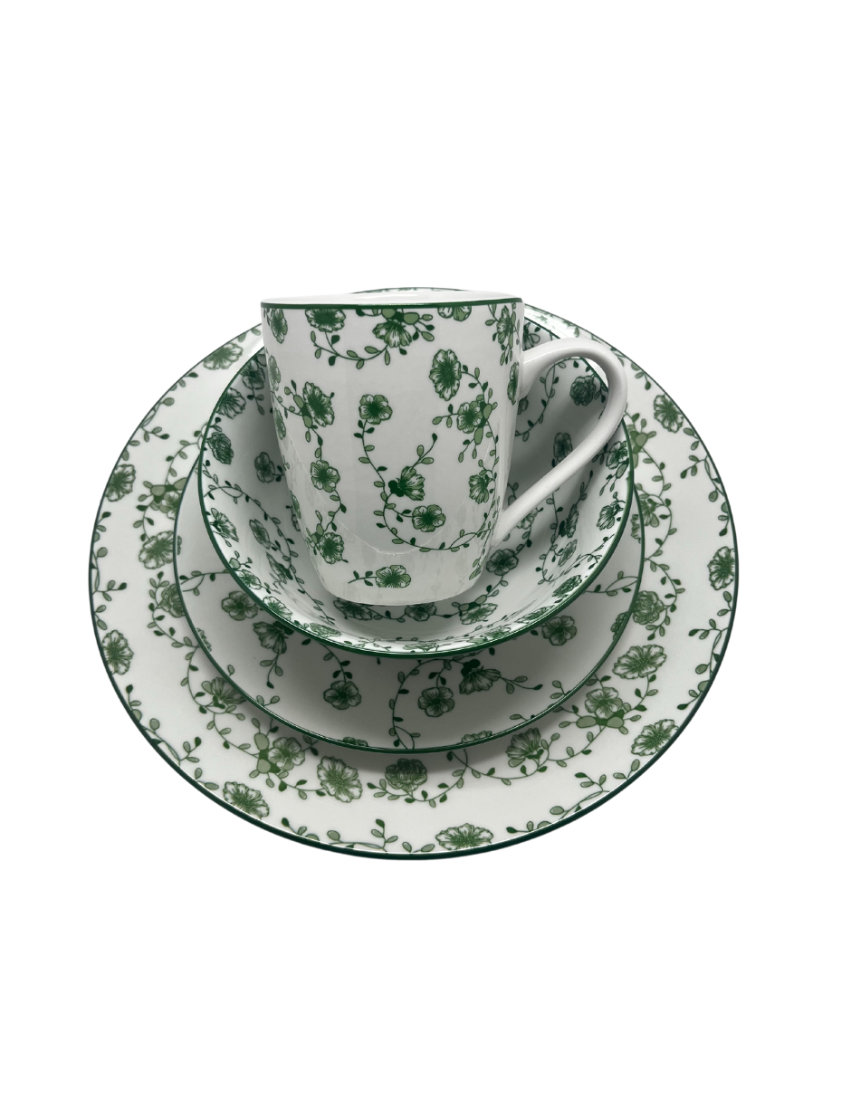 Foto 4 pulgar | Vajilla 16 Piezas Cerámica Elegante Royal Haus Resistent 3a106 Verde Flores